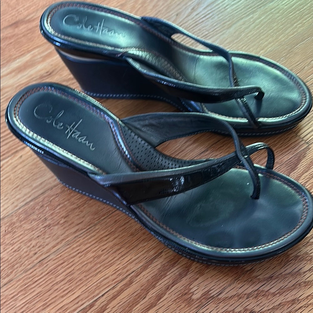 Cole Haan Black Wedge Sandals